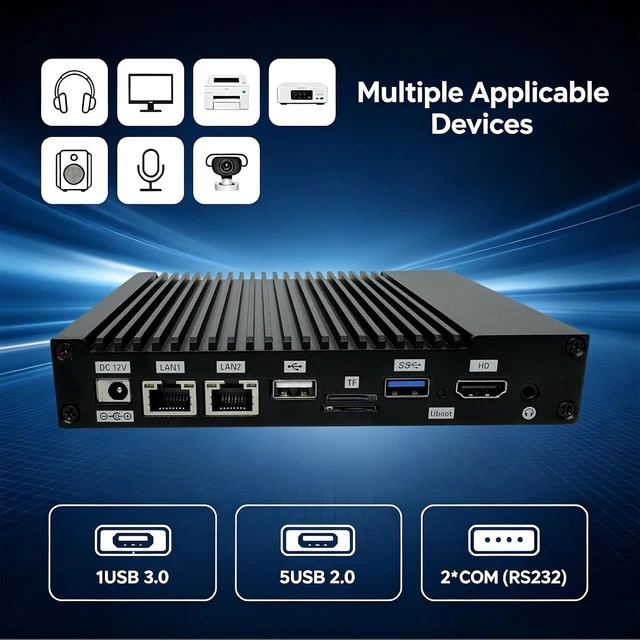 Alt view image 4 of 7 - Fanless Mini PC RK3568 Android 13, Dual LAN, Dual COM, 2GB+32GB
