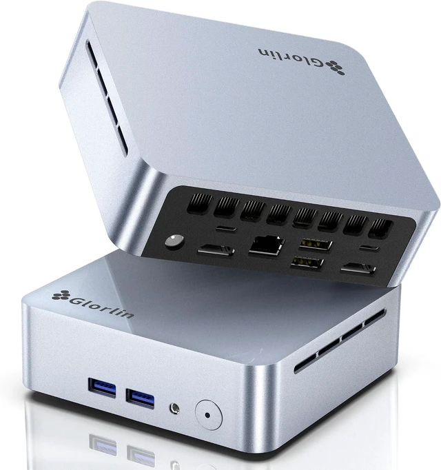 Main image of Glorlin Mini PC, AMD Ryzen 5 3501U CPU (Beats N95, Up to 3.7 GHz, 4C/8T) Small Desktop Computer 8GB DDR4 RAM 256GB NVMe SSD WiFi 6 Bluetooth 5.3 Dual HDMI DP Support Three 4K Screens for Home Office
