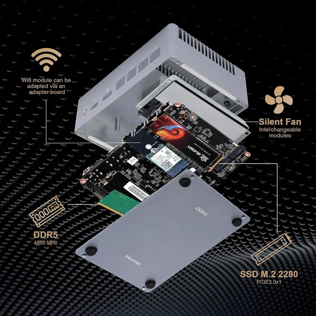 Alt view image 6 of 7 - N305 Mini PC Firewall,Dual 2.5G&10G LAN Home Server(Barebone)