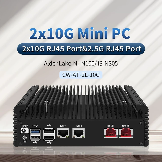 Alt view image 7 of 7 - Dual 10GbE RJ45 Ports Mini PC,Alder Lake N100,2X i226-V 2.5G Ports, SO-DIMM DDR5 4800MHz,16G RAM+512G SSD/2x SATA3.0,2X HDMI2.0 (N100(2x10G Intel X550-T2), NO RAM/NO SSD)