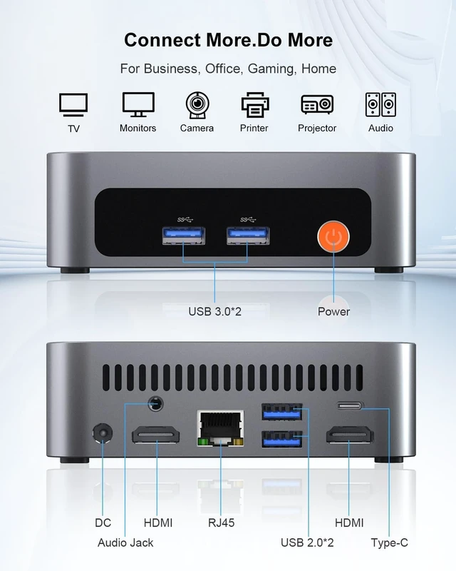 Alt view image 7 of 7 - Ninkear M7 Mini PC Ryzen 5 7430U, 16GB DDR4 + 512GB NVMe SSD, Radeon Vega 7 Graphics 7 cores 2000MHz, 4K/8K Multi-Display, Wi-Fi 6/BT5.2 Compact, Quiet Desktop Computer for Office, Home, Light Gaming