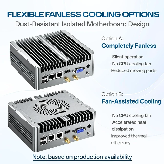 Alt view image 2 of 7 - Industrial Fanless Mini PC, Core i5-8250U, 16GB RAM 1TB SSD