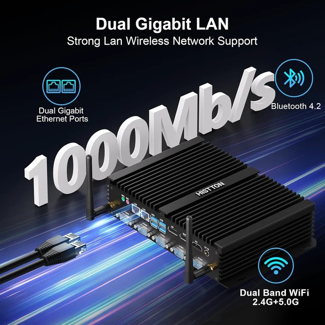 Alt view image 6 of 7 - HISTTON Industrial PC Mini PC Core i7-8550U,16GB RAM 512GB SSD 1TB HDD