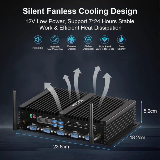 Alt view image 7 of 7 - HISTTON Industrial PC Mini PC Core i7-8550U,16GB RAM 512GB SSD 1TB HDD
