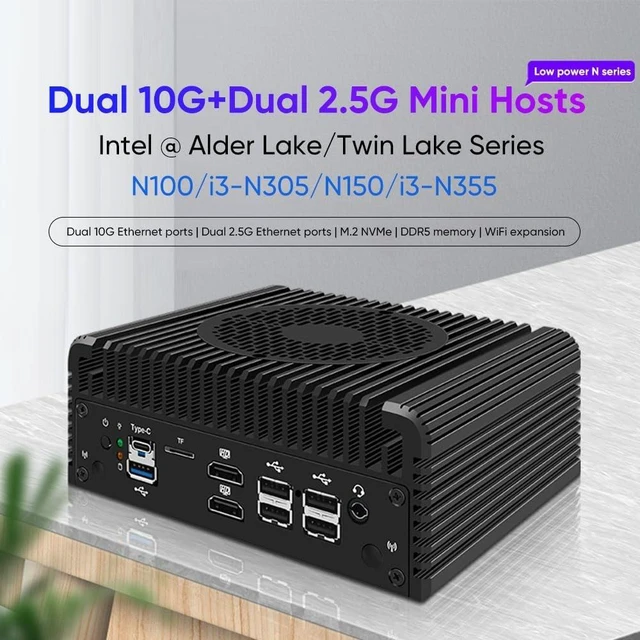 Alt view image 2 of 7 - FakestarPC Dual 10GbE 2x2.5G RJ45 Firewall Mini PC Alder Lake N150 2xNVMe 2.5''SATA DDR5 NAS Computer pf-Sense No Ram No Storage
