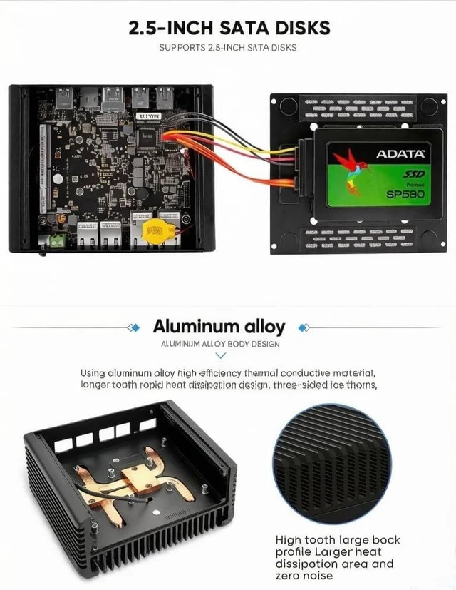 Alt view image 6 of 7 - FakestarPC Dual 10GbE 2x2.5G RJ45 Firewall Mini PC Alder Lake N150 2xNVMe 2.5''SATA DDR5 NAS Computer pf-Sense No Ram No Storage