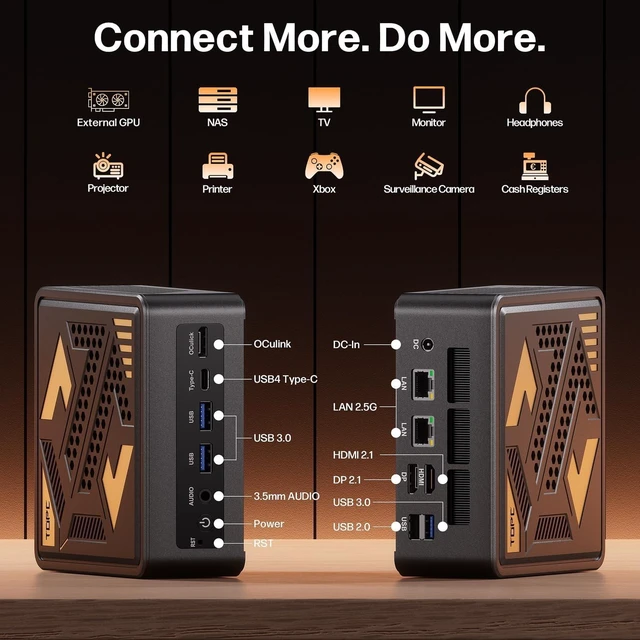 Alt view image 5 of 7 - Mytrix Mini PC, AMD Ryzen AI 9 HX 470, 16GB DDR5 1TB PCIe4.0 SSD, OCuLink