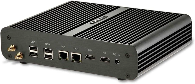 Main image of Fanless Mini Desktop Computer, Mini PC with i7 CPU, 16GB RAM, 512GB SSD, 2xHD Ports, 2xLAN, All Metal Body