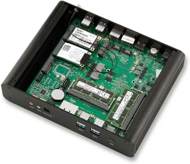 Alt view image 4 of 5 - Fanless Mini Desktop Computer, Mini PC with i7 CPU, 16GB RAM, 512GB SSD, 2xHD Ports, 2xLAN, All Metal Body