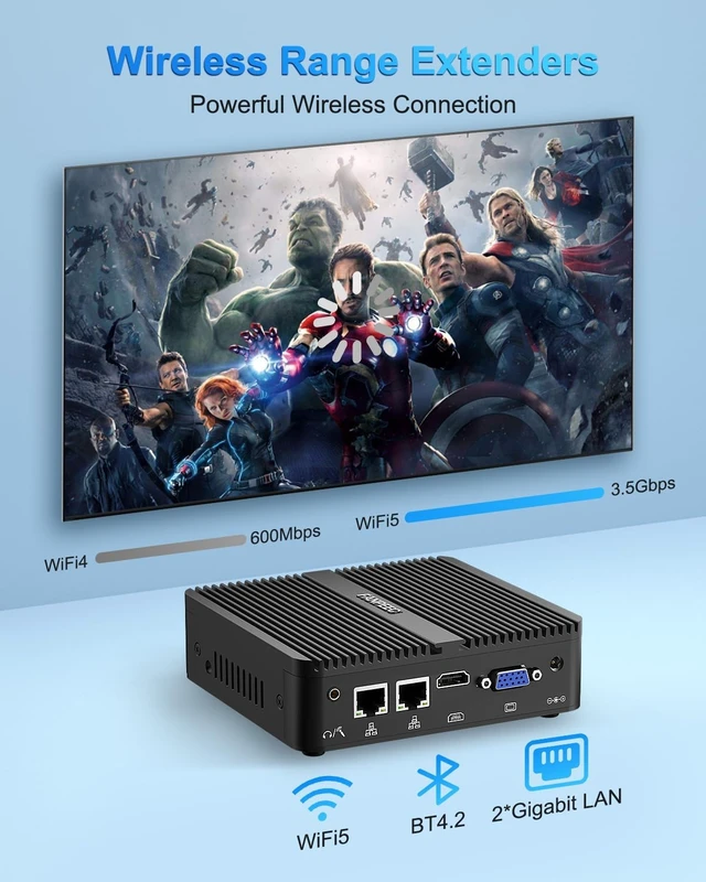 Alt view image 6 of 7 - FANPEEC Industrial Fanless Mini PC J5005 8GB DDR4 256GB MSATA SSD