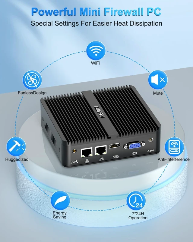 Alt view image 7 of 7 - FANPEEC Industrial Fanless Mini PC J5005 8GB DDR4 256GB MSATA SSD
