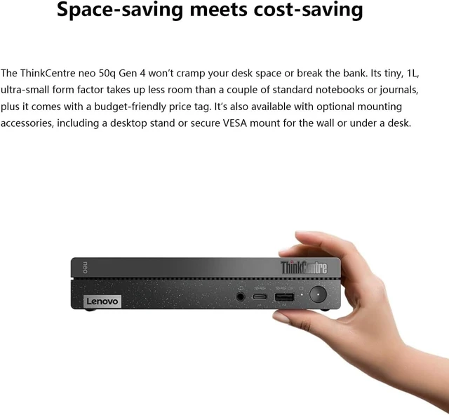 Alt view image 5 of 7 - Lenovo ThinkCentre neo 50q Gen 4 Tiny 1L Mini Desktop Computer for Business