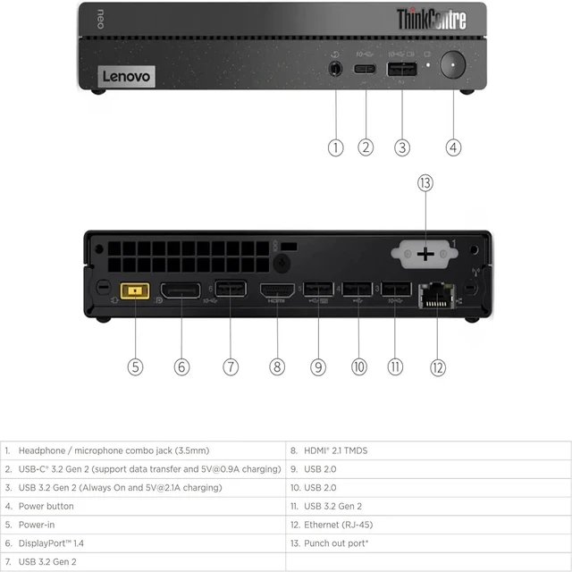 Alt view image 3 of 7 - Lenovo ThinkCentre neo 50q Gen 4 Tiny 1L Mini Desktop Computer for Business