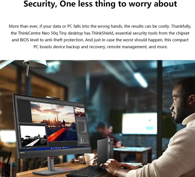 Alt view image 7 of 7 - Lenovo ThinkCentre neo 50q Gen 4 Tiny 1L Mini Desktop Computer for Business