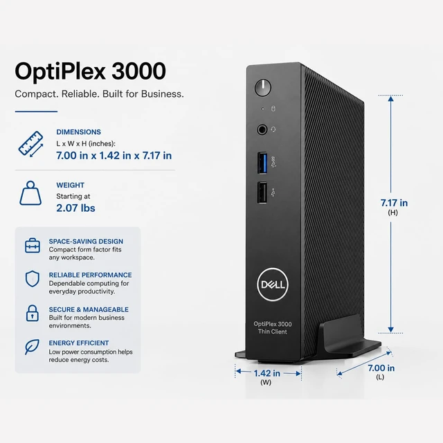 Alt view image 7 of 7 - Customized Dell Thin Client Business Desktop, Intel Celeron N5105 (4 Cores, Up to 2.9GHz), 8GB/ 16GB/ 32GB DDR4 RAM, 256GB/ 512GB/ 1TB PCIe SSD, 2 DP, RJ45, Wi-Fi, Bluetooth, Windows 11 Pro