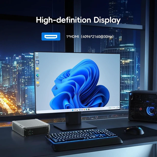 Alt view image 5 of 6 - 4*RJ45 Network Ports Industrial mini PC,Fanless mini pc Alder Lake-N97 Quad-core 8GB+128GB, 1*HDMI, 2*USB3.2, 2*USB2.0, 2*COM RS232/RS485,Windows 11 Pro Linux Samll Desktop Computer
