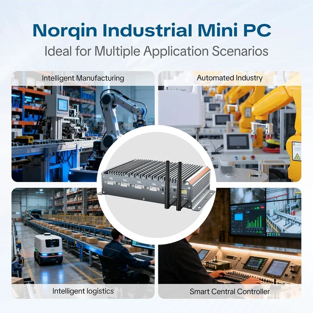 Alt view image 7 of 7 - Industrial PC Fanless Mini PC,Windows 11 Pro,Intel Core i5-1235U,16GB DDR4 RAM,256GB SSD,WiFi/BT,4K HDMI,LAN×2,4×RS232,2×RS485,6×USB,GPIO,LVDS,TPM2.0,Industrial Computer Support Power On Auto