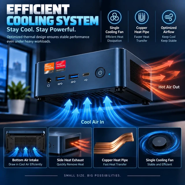 Alt view image 6 of 7 - N7P Gaming Mini PC, AMD Ryzen 7 7840HS (up to 5.1GHz), Without RAM/SSD/OS