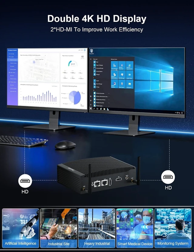 Alt view image 2 of 7 - HYSTOU Industrie Mini PC Core I5-8260U 16GB DDR4 512GB SSD