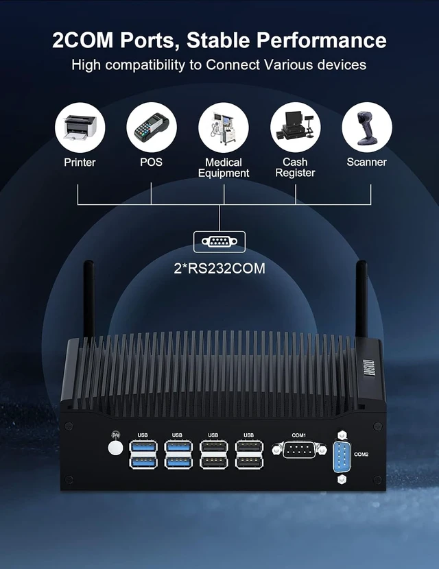 Alt view image 3 of 7 - HYSTOU Industrie Mini PC Core I5-8260U 16GB DDR4 512GB SSD