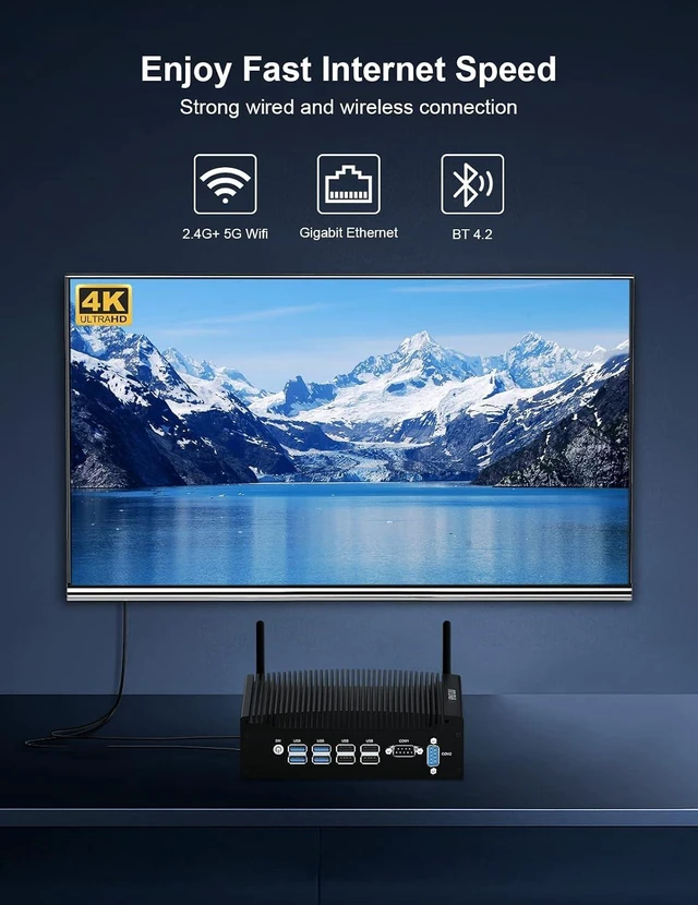 Alt view image 7 of 7 - HYSTOU Fanless Mini PC I5-8260U 16GB DDR4 256GB M.2 SSD 4C/8T Industrial pc
