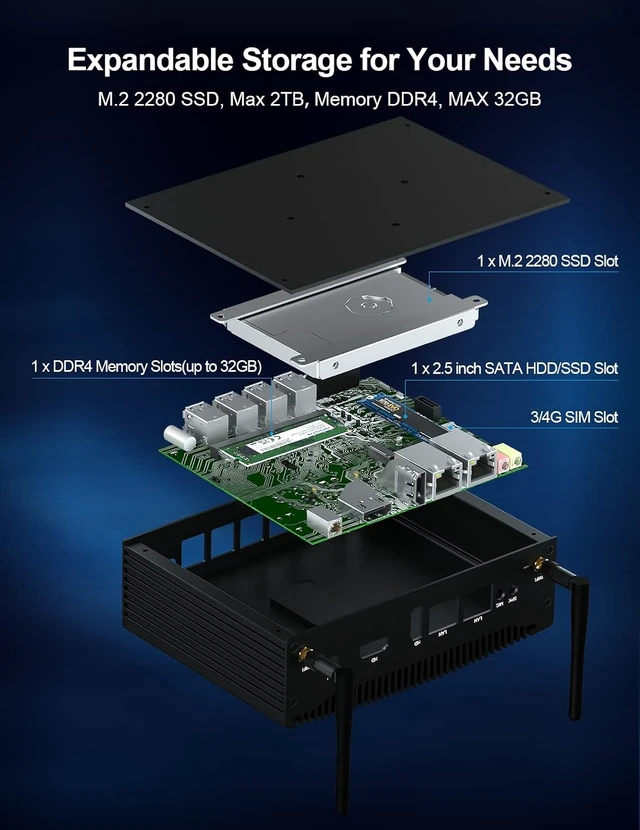Alt view image 4 of 7 - HYSTOU Industrie Mini PC Core I5-8260U 16GB DDR4 512GB SSD