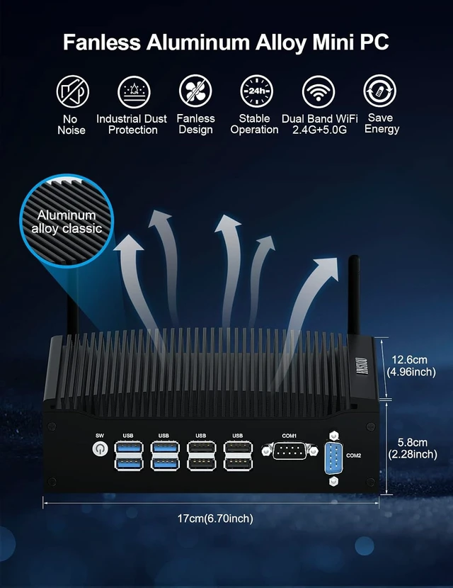 Alt view image 6 of 7 - HYSTOU Industrie Mini PC Core I5-8260U 16GB DDR4 512GB SSD
