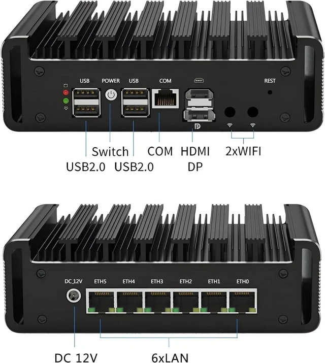 Alt view image 2 of 7 - FakestarPC Firewall Micro Appliance Core 3 100U,6X i226-V 2.5G Fanless Mini PC,4*USB,HDMI,DP,1*RJ45 COM, Industrial PC,No RAM No SSD
