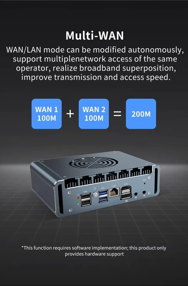 Alt view image 4 of 7 - FakestarPC Firewall Micro Appliance Core 3 i3-N300,6X i226-V 2.5G with Fan Mini PC,4*USB,HDMI,DP,1*RJ45 COM, Industrial PC,No RAM No SSD