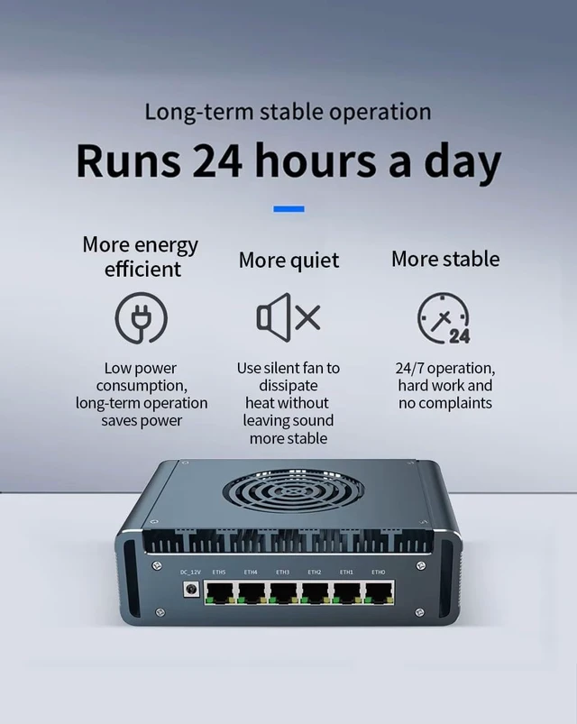 Alt view image 5 of 7 - FakestarPC Firewall Micro Appliance Core 3 i3-N300,6X i226-V 2.5G with Fan Mini PC,4*USB,HDMI,DP,1*RJ45 COM, Industrial PC,No RAM No SSD