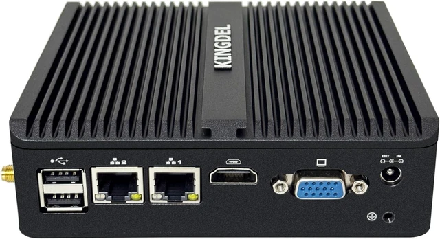 Alt view image 2 of 6 - Fanless Industrial Computer, Mini PC N100/N150 up to 3.60GHz, 16GB DDR4 RAM 1TB NVMe SSD, 2xLAN, 2xCOM RS232, HD+VGA Dual Display 4K: 4096x2160, 4xUSB3.0, Full Metal Case