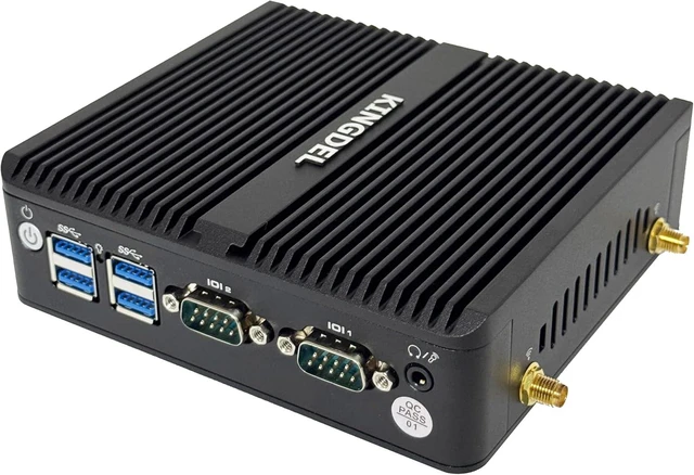 Alt view image 5 of 6 - Fanless Industrial Computer, Mini PC N100/N150 up to 3.60GHz, 16GB DDR4 RAM 1TB NVMe SSD, 2xLAN, 2xCOM RS232, HD+VGA Dual Display 4K: 4096x2160, 4xUSB3.0, Full Metal Case
