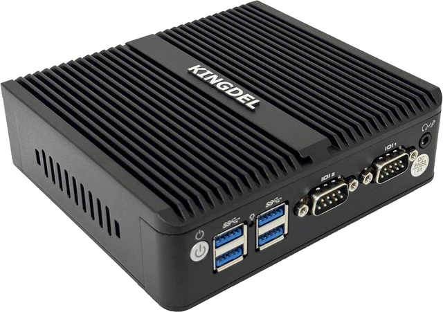 Alt view image 6 of 6 - Fanless Industrial Computer, Mini PC N100/N150 up to 3.60GHz, 16GB DDR4 RAM 1TB NVMe SSD, 2xLAN, 2xCOM RS232, HD+VGA Dual Display 4K: 4096x2160, 4xUSB3.0, Full Metal Case