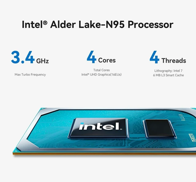 Alt view image 5 of 7 - Mini Desktops PC 12th N95 Up to 3.4GHz 4C 4T 8GB DDR4 256GB M.2 SSD Mini Computers 4TB Expandable/Built-in Power Supply/Fast Heat Dissipation/WiFi 5/BT5.0/Dual HDMI 2.0 4K@60Hz/LAN Port