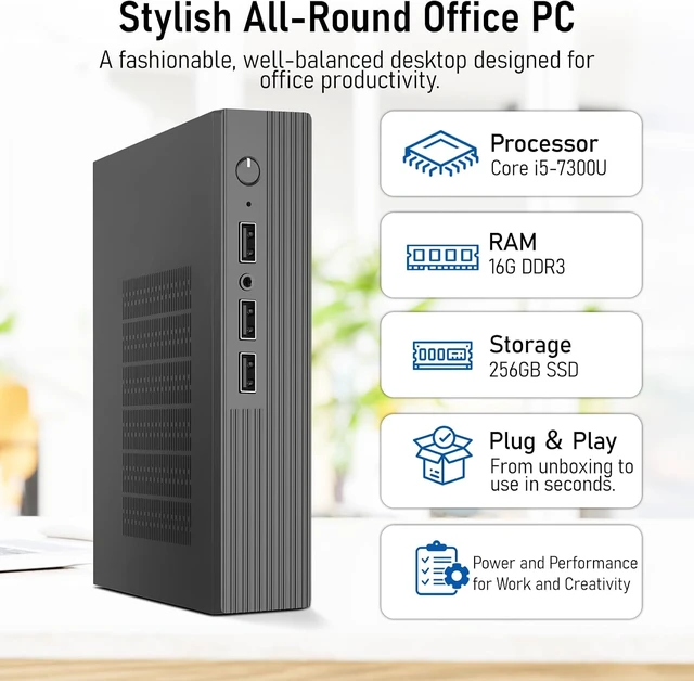 Alt view image 2 of 2 - suevery Desktop Mini Business PC Quad-Core i5 16GB RAM 256GB SSD WiFi
