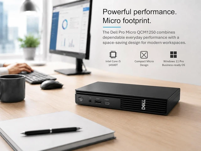 Alt view image 3 of 7 - Dell Pro Micro Desktop Computer, Intel Core i5-14500T, 16GB DDR5 RAM, 256GB PCIe SSD, USB-C, HDMI 2.1, Gigabit Ethernet, Windows 11 Pro, for Business, Home Office & Everyday Productivity