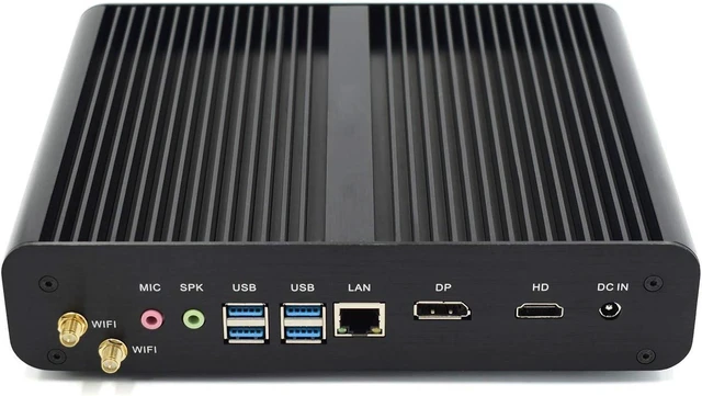 Alt view image 5 of 5 - PARTAKER B16 Fanless Mini PC, Slim Desktop Computer, Intel i7 8550U/i7 8565U/i7 8559U 8th Gen. 4 Cores CPU, 8GB DDR4 RAM,128GB SSD, 4K 4096x2304, HD-MI, DP, Aluminum Alloy Case