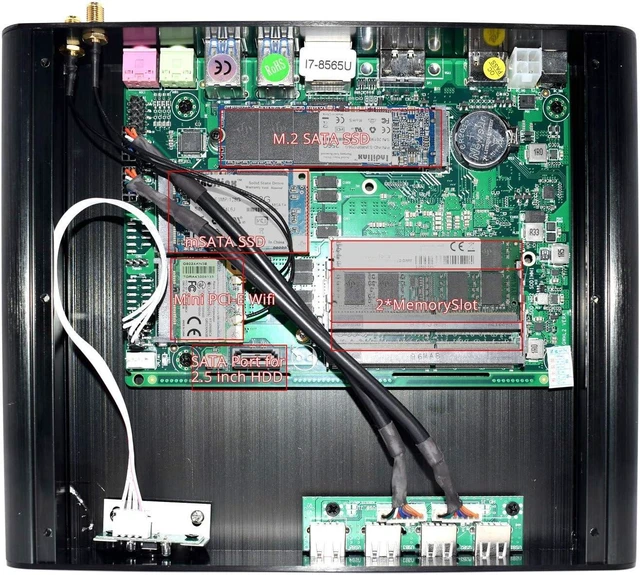 Alt view image 3 of 5 - PARTAKER B16 Fanless Mini PC, Slim Desktop Computer, Intel i7 8550U/i7 8565U/i7 8559U 8th Gen. 4 Cores CPU, 8GB DDR4 RAM,128GB SSD, 4K 4096x2304, HD-MI, DP, Aluminum Alloy Case