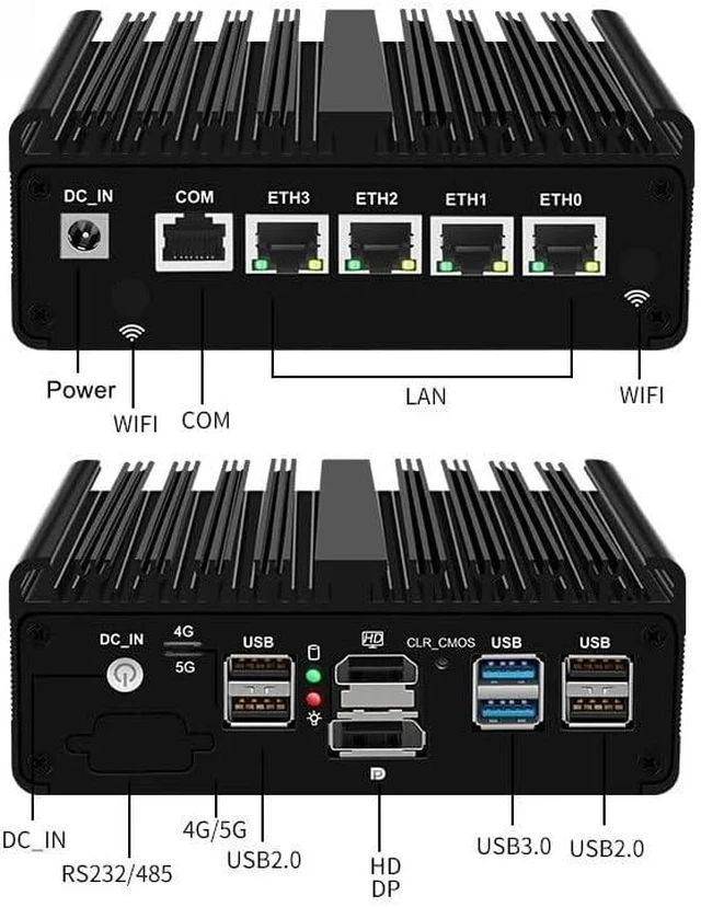 Alt view image 3 of 7 - Firewall Mini PC Quad Core N150, DDR5 1*M NvME,5G/4G/3G SIM Slot, 4 x 2.5GbE i226V LAN Fanless Computer Hardware, Micro Router Appliance, AES-NI, OPNsense, TypeA Port,8GB RAM 128GB SSD