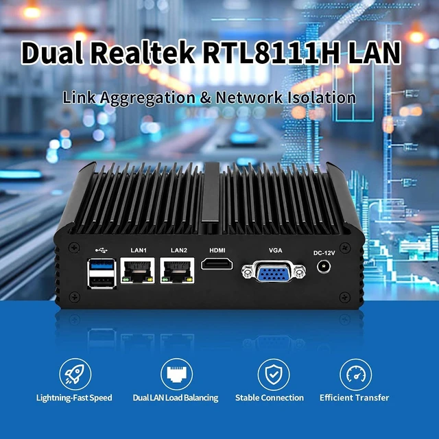Alt view image 4 of 7 - SJRC Mini PC Celeron J4125, Fanless Industrial Computer with 2X RS232/RS485 COM, 2 x Gigabit LAN, Micro Embedded Computer Box, 16GB DDR4 RAM 512GB mSATA SSD, SIM, mPCIe, HD, VGA