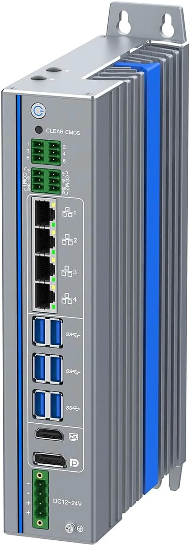 Alt view image 4 of 5 - Book-Style Industrial Computer, Q670 I3 12300T, IX24, 2 x RS485 Optical Isolation, 4 x LAN, 12-24V 4-pin Phoenix, Expandable CAN, 0 RAM, 0 Storage, Barebone No System