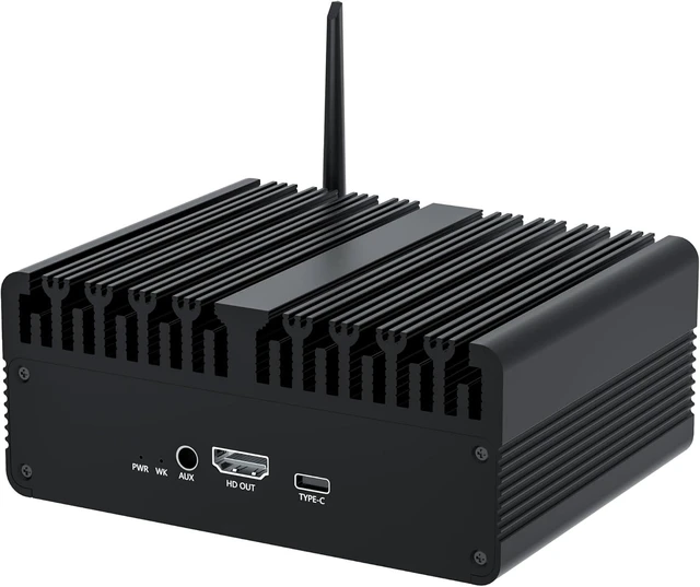 Alt view image 2 of 7 - Desktop Computer, Fanless Industrial Mini PC Equipped with Rockchip RK3588 Intelligent Computing chip RK3588S Built-in 8-core ARM, Dual-Band WiFi Bluetooth, HDMI/ VGA Ports, Gigabit LAN, Metal Case