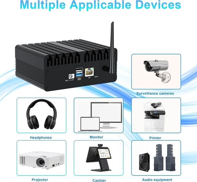 Alt view image 5 of 7 - Desktop Computer, Fanless Industrial Mini PC Equipped with Rockchip RK3588 Intelligent Computing chip RK3588S Built-in 8-core ARM, Dual-Band WiFi Bluetooth, HDMI/ VGA Ports, Gigabit LAN, Metal Case