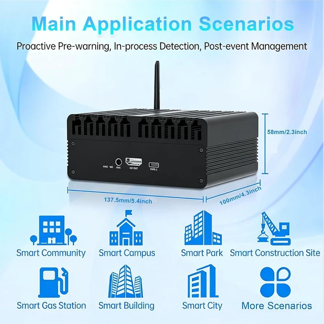 Alt view image 6 of 7 - Desktop Computer, Fanless Industrial Mini PC Equipped with Rockchip RK3588 Intelligent Computing chip RK3588S Built-in 8-core ARM, Dual-Band WiFi Bluetooth, HDMI/ VGA Ports, Gigabit LAN, Metal Case