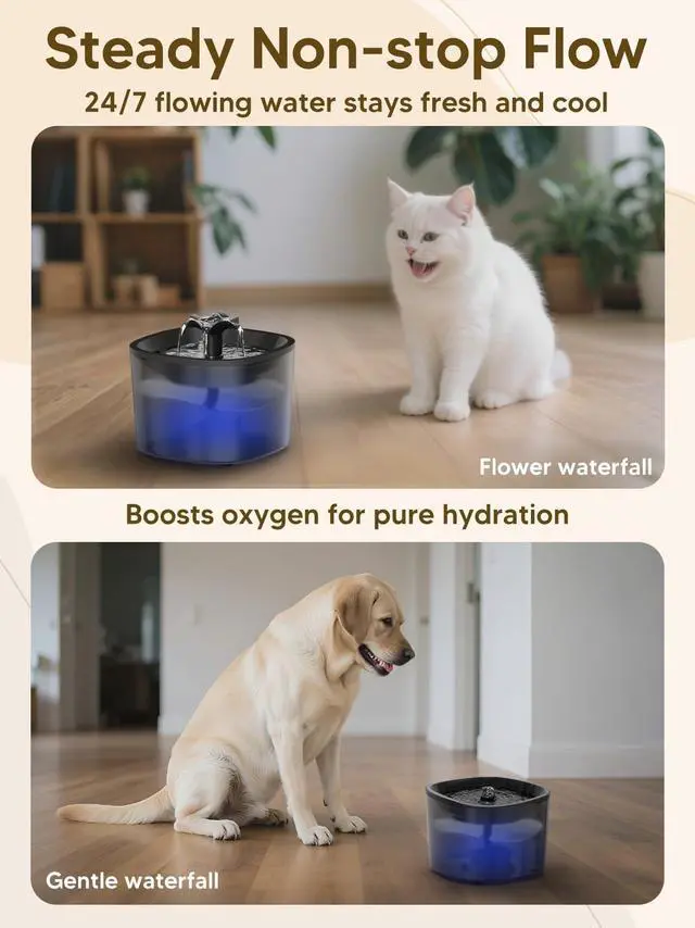 Alt view image 13 of 14 - Automatic Cat Feeder and Water Fountain, 4L/16 Cups Timed Cat Dry Food Dispenser, 10s Meal Call, 20 Portions 6 Meals Per Day, 2L Cats Fountains for Drinking with Filter, Pet Feeder for Dog Black