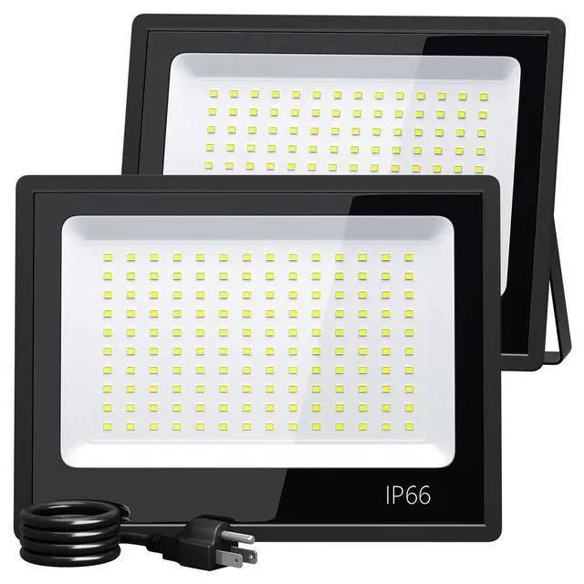 Alt view image 8 of 14 - LED Flood Light Outdoor, High Power Commercial Work Light, IP66 Waterproof Daylight Super Bright Security Stadium Lights for Parking Lots, Warehouses, Yard (2, 100, Watts)