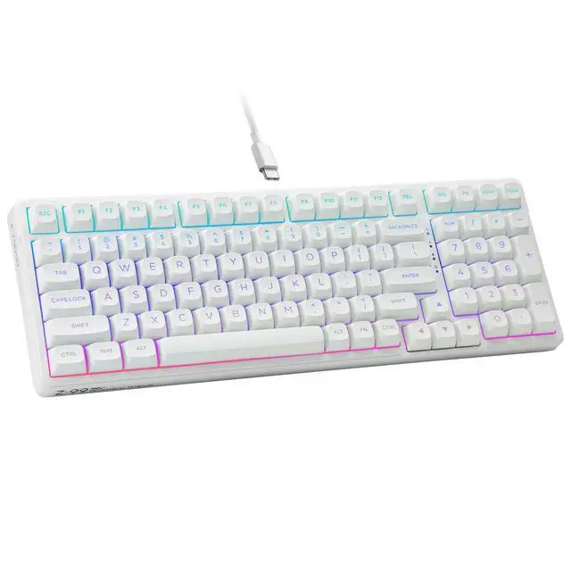 Alt view image 8 of 14 - E-Yooso Creamy Mechanical Keyboard Wired, Hot Swappable, Pre-lubed Linear Switches, Gasket Structure with Sound Dampening Foam, RGB Backlit, 99 Keys Custom Gaming Keyboard for PC/Mac,White