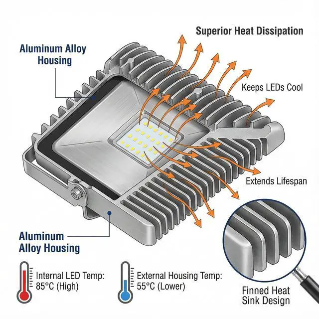 Alt view image 11 of 14 - LED Flood Light Outdoor, High Power Commercial Work Light, IP66 Waterproof Daylight Super Bright Security Stadium Lights for Parking Lots, Warehouses, Yard (2, 100, Watts)