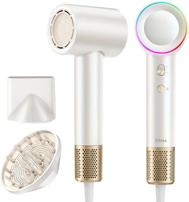 Alt view image 14 of 14 - High-Speed Hair Dryer, 160,000 RPM Brushless Motor for Ultra-Fast Drying,500M Ionic Negative for Frizz Reduce, Low Noise Thermo-Control Blow Dryer with Diffuser for Curly Hair Women and Men,White