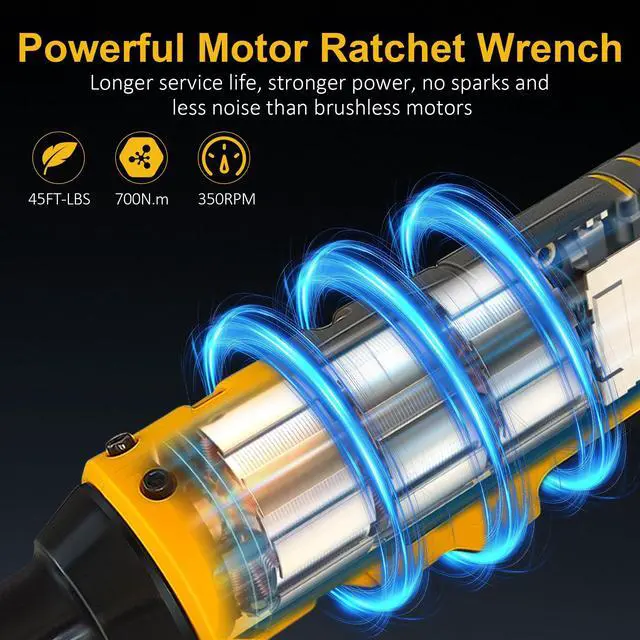 Alt view image 13 of 14 - Cordless Ratchet Wrench for Dewalt 20V Battery, 3/8" Electric Ratchet Set 45 Ft-lbs (60 N.m), Variable Speed control, 580RPM Power, 8 Sockets (9/10/11/12/13/14/15/17mm) - No Battery
